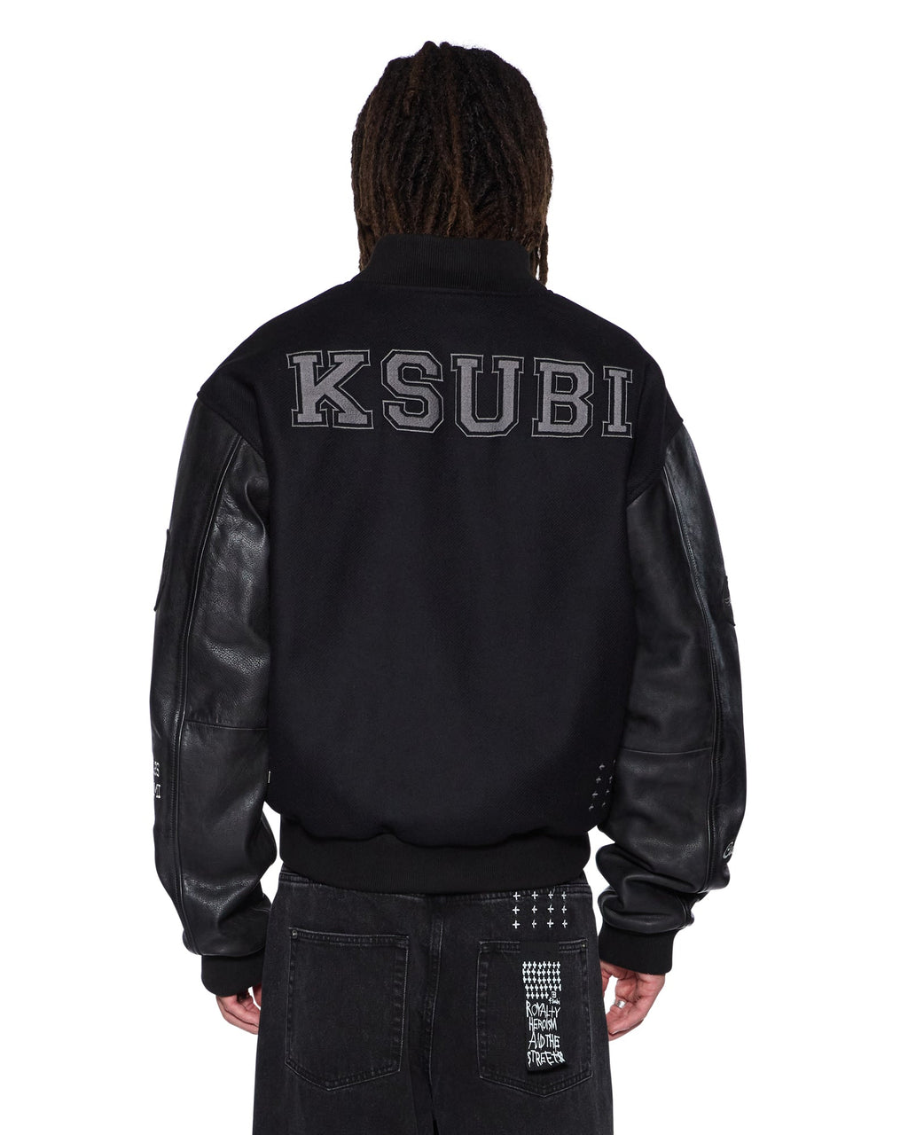 Mens Patched Varsity Jacket Black Regular Jackets - Black