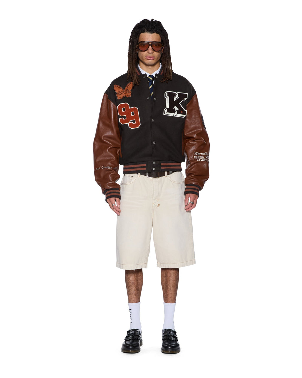 Mens Patched Varsity Jacket Chocolate Regular Jackets - Brown