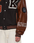 Mens Patched Varsity Jacket Chocolate Regular Jackets - Brown