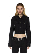 Womens Slim Trucker Jet Black Slim Jackets - Black