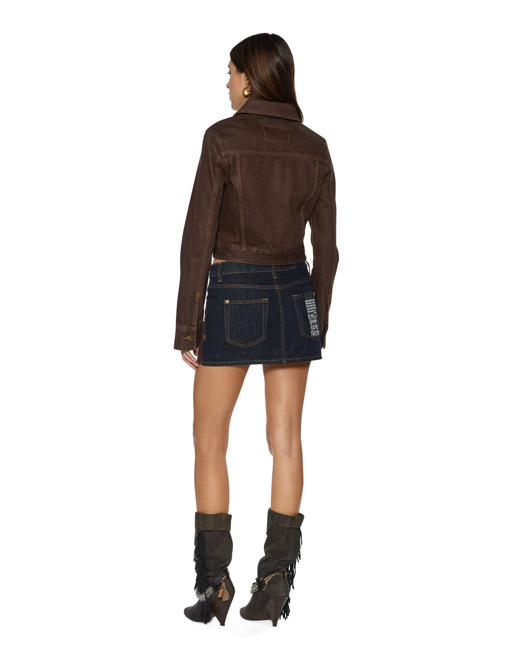 Womens Slim Trucker Saddle Brown Slim Jackets - Brown
