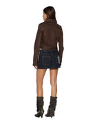 Womens Slim Trucker Saddle Brown Slim Jackets - Brown