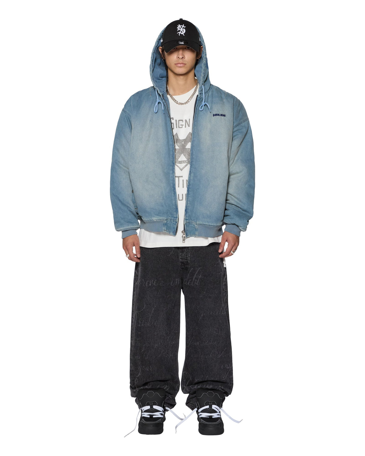 Mens Slouch Bomber Jacket Faded Indigo Relaxed Jackets - Denim