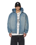 Mens Slouch Bomber Jacket Faded Indigo Relaxed Jackets - Denim