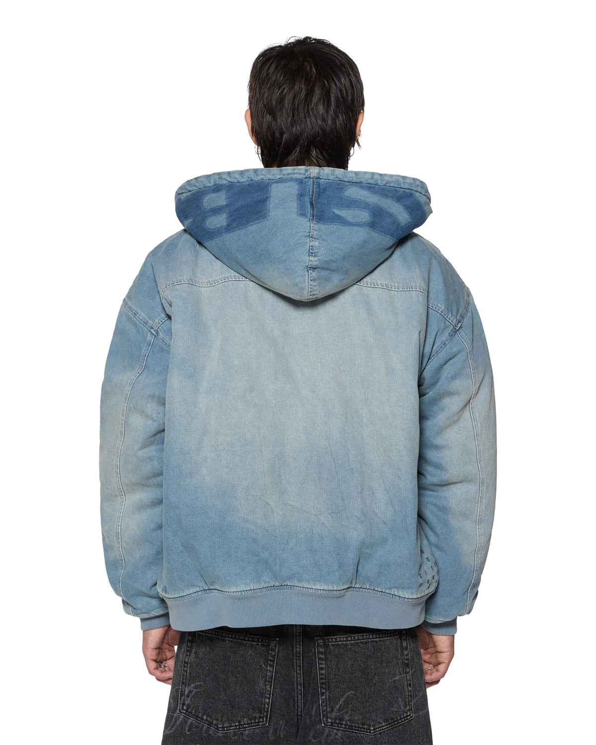 Mens Slouch Bomber Jacket Faded Indigo Relaxed Jackets - Denim