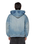 Mens Slouch Bomber Jacket Faded Indigo Relaxed Jackets - Denim