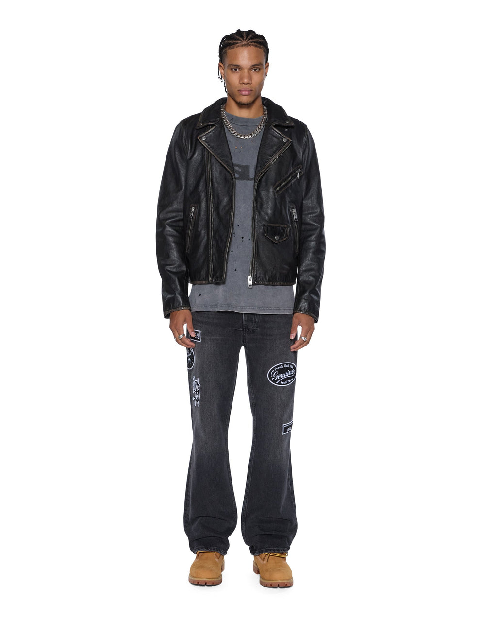 Mens Sott Capitol Leather Jacket Black Regular Jackets - Black