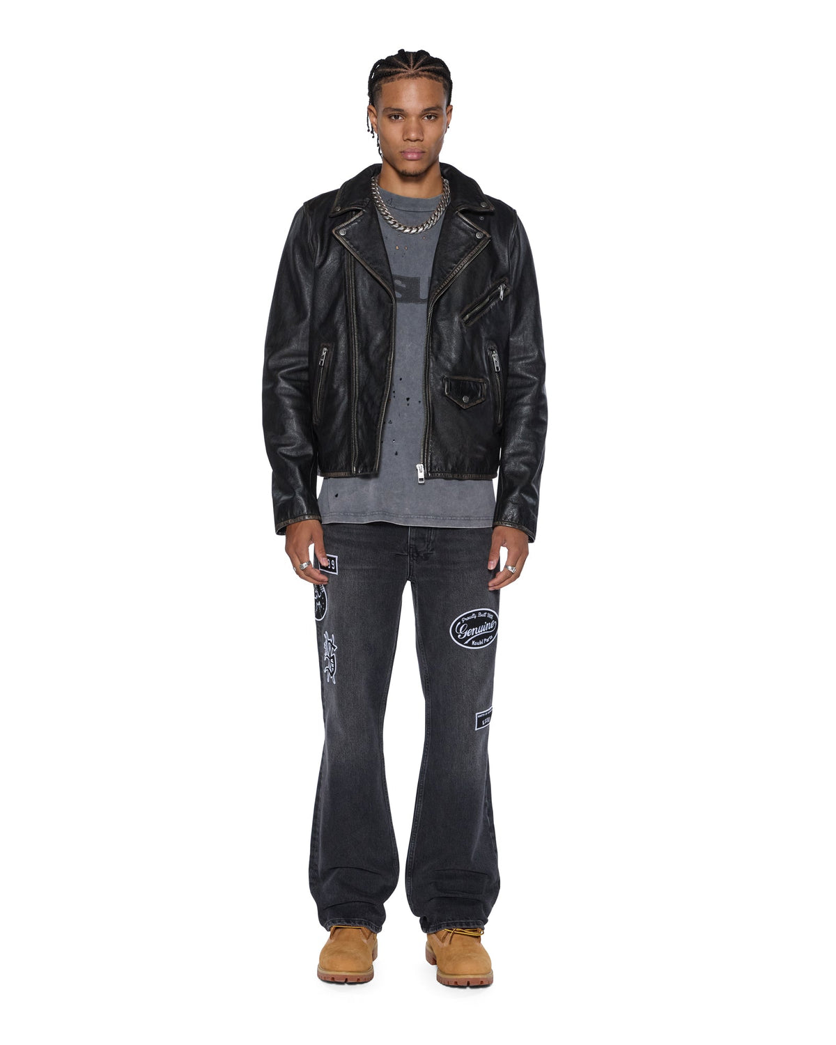 Mens Sott Capitol Leather Jacket Black Regular Jackets - Black