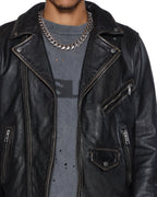Mens Sott Capitol Leather Jacket Black Regular Jackets - Black