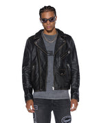 Mens Sott Capitol Leather Jacket Black Regular Jackets - Black