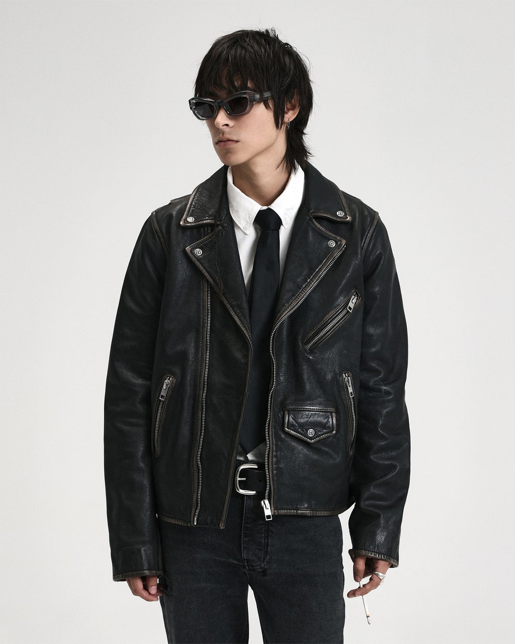 Mens Capitol Leather Jacket Black Regular Jackets - Black