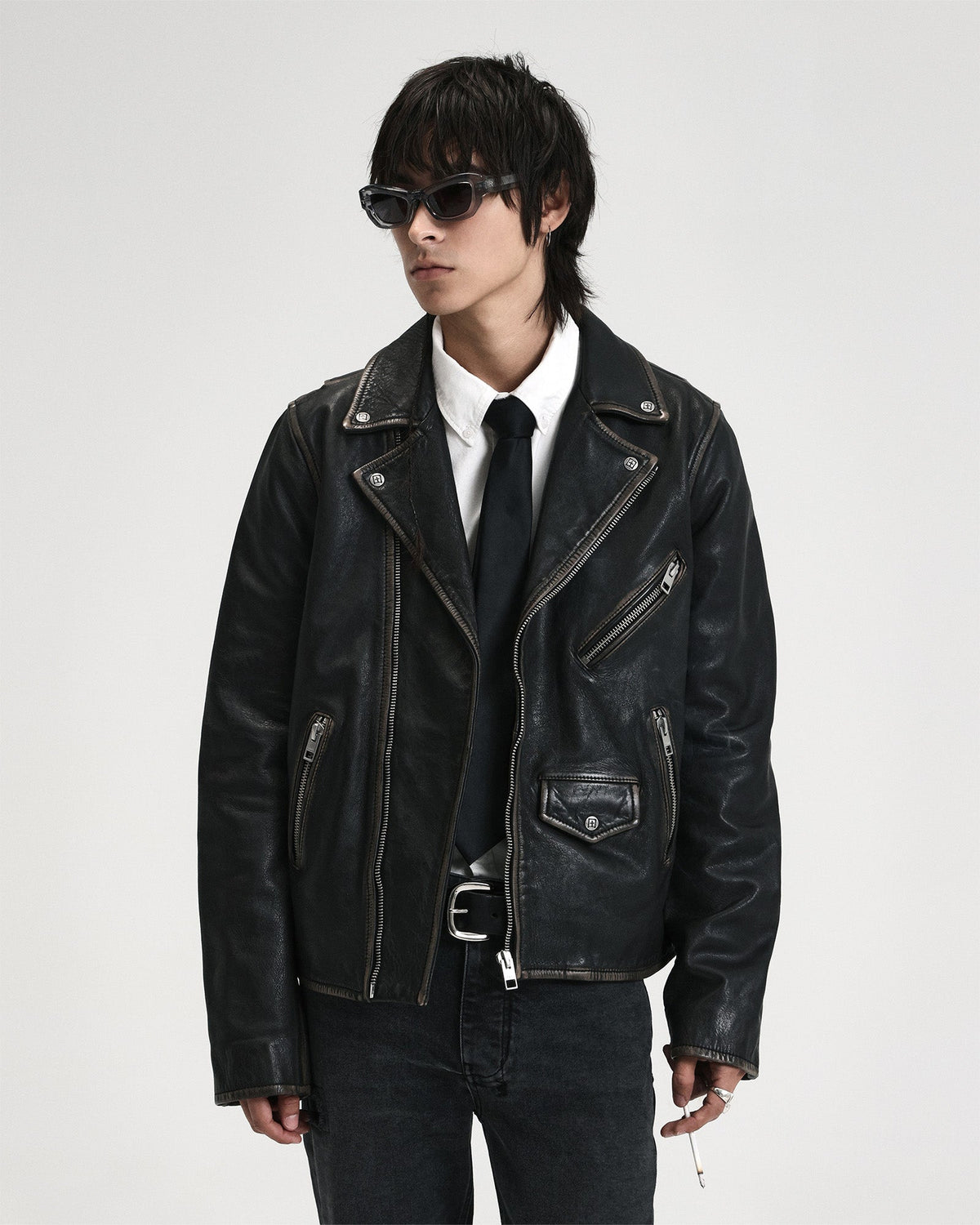 Mens Capitol Leather Jacket Black Regular Jackets - Black