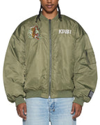 Mens Stay Up 4eva Bomber Jacket Khaki Oversized Jackets - Khaki