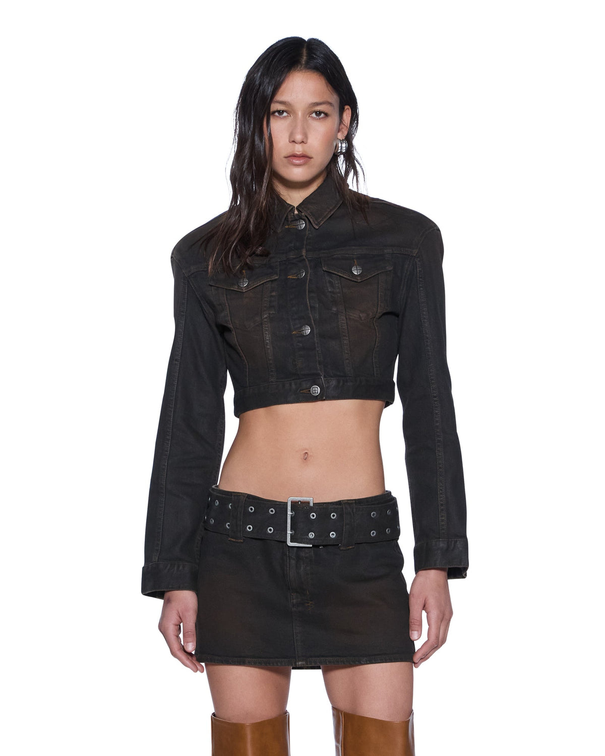 Womens Define Tucker Greased Oversized Jackets - Brown