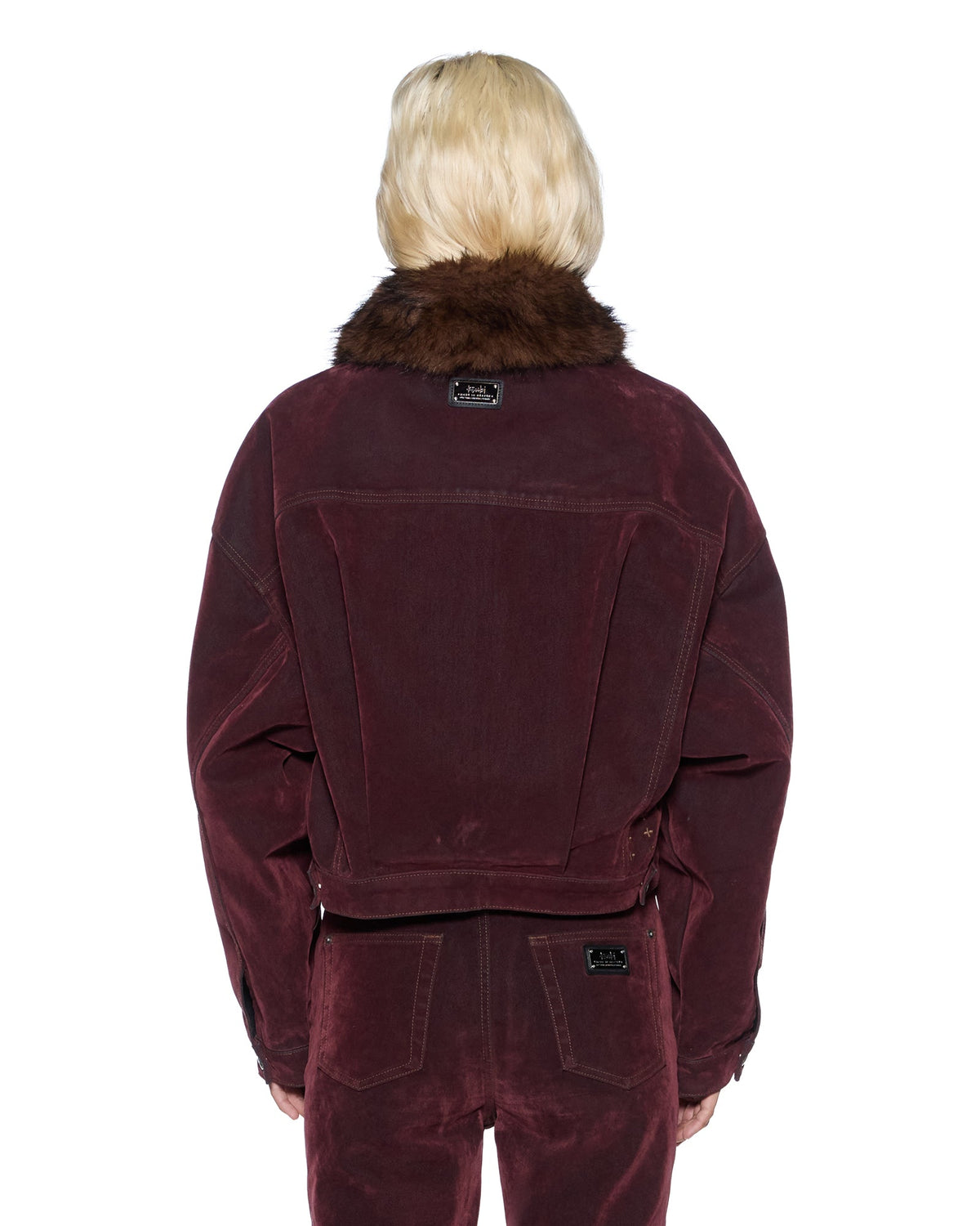 Womens Relaxed Trucker Jacket Merlot Relaxed Jackets - Burgundy
