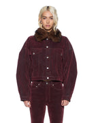 Womens Relaxed Trucker Jacket Merlot Relaxed Jackets - Burgundy