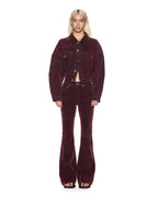 Womens Relaxed Trucker Jacket Merlot Relaxed Jackets - Burgundy
