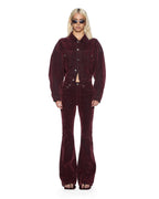 Womens Relaxed Trucker Jacket Merlot Relaxed Jackets - Burgundy