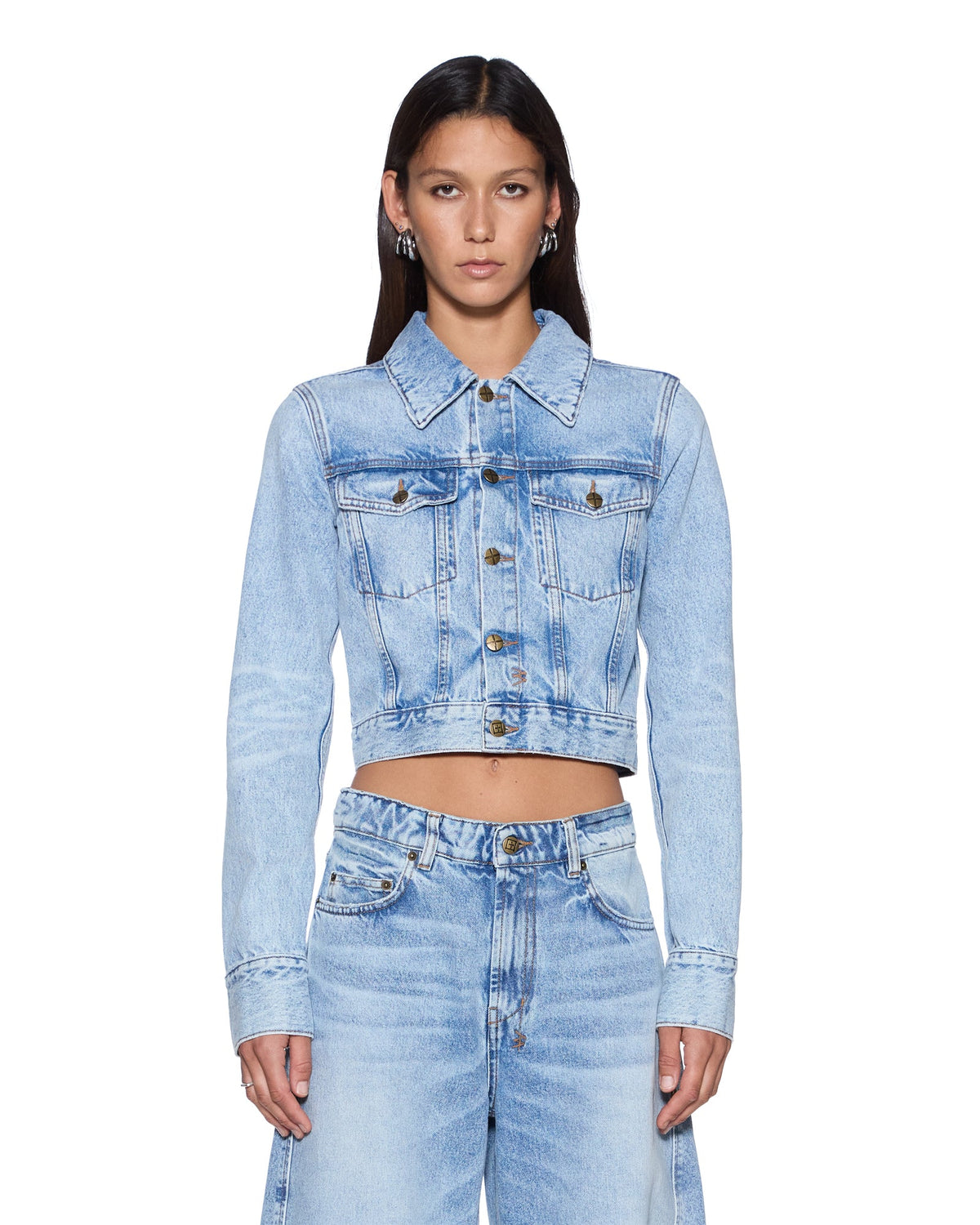 Womens Slim Trucker Jacket Flight Blue Slim Jackets - Denim