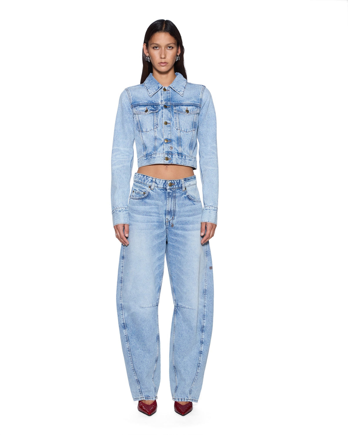 Womens Slim Trucker Jacket Flight Blue Slim Jackets - Denim