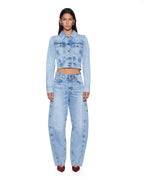 Womens Slim Trucker Jacket Flight Blue Slim Jackets - Denim