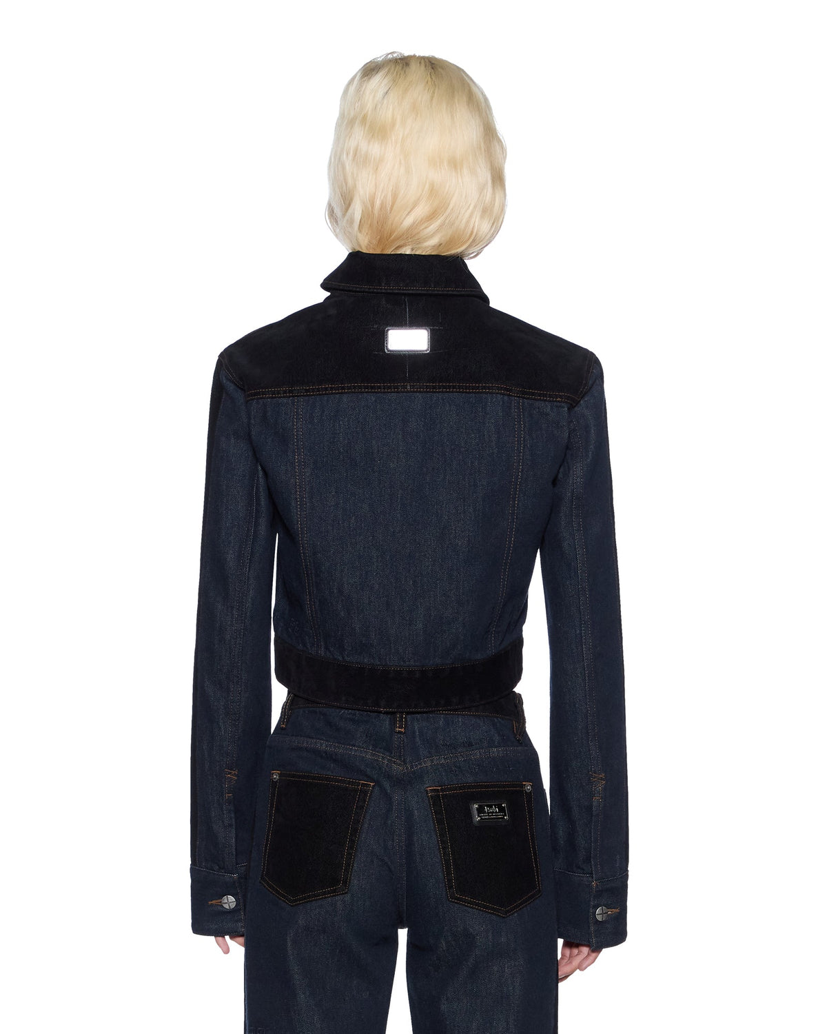 Womens Slim Trucker Jacket Vixen Spliced Slim Jackets - Black