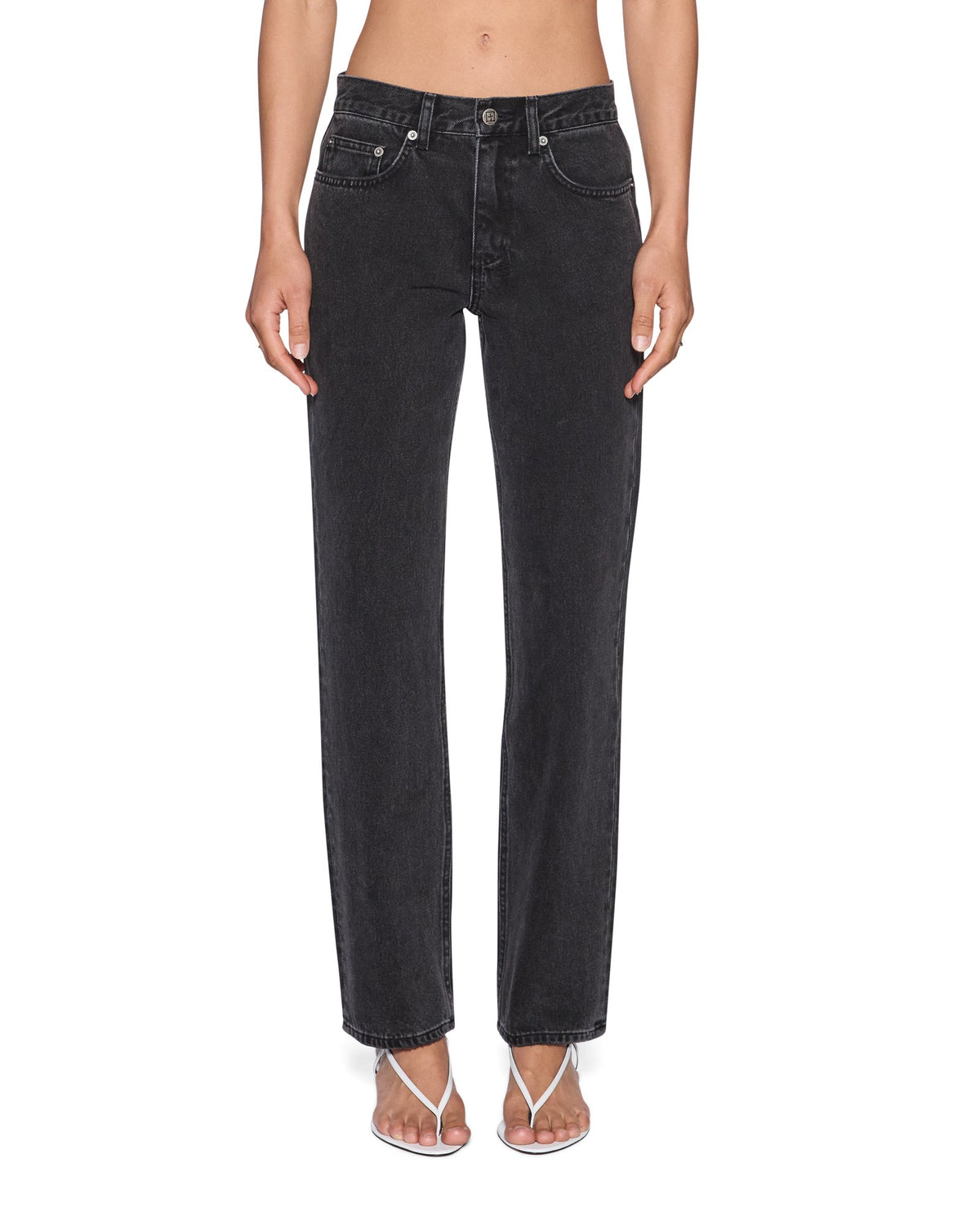 Womens Pin Up Jean Noir Slim Straight Denim Jeans - Black