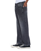 Mens Anti K Selvedge Chicago Black Relaxed Denim Jeans - Black
