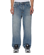 Mens Anti K Selvedge Blue Moon Relaxed Denim Jeans - Denim