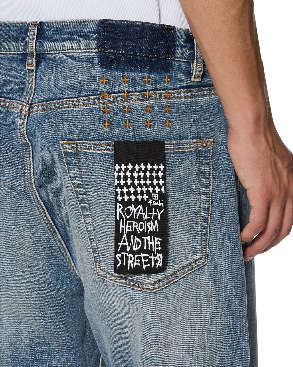 Mens Anti K Selvedge Blue Moon Relaxed Denim Jeans - Denim