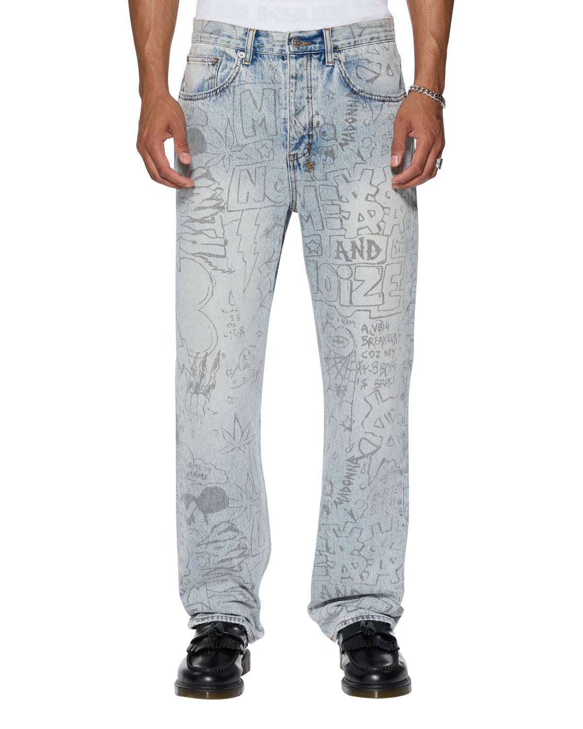 Mens Anti K Bunker Blue Noize Relaxed Denim Jeans - Denim