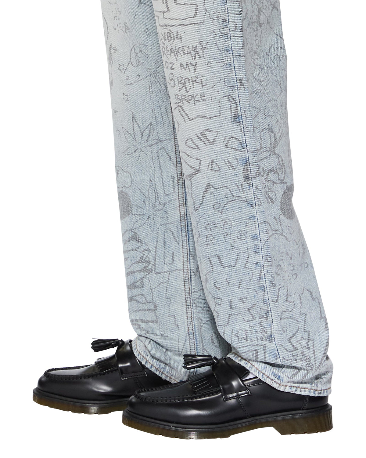 Mens Anti K Bunker Blue Noize Relaxed Denim Jeans - Denim