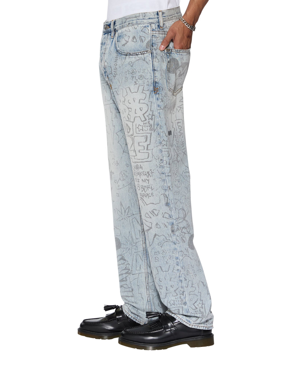 Mens Anti K Bunker Blue Noize Relaxed Denim Jeans - Denim