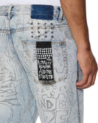 Mens Anti K Bunker Blue Noize Relaxed Denim Jeans - Denim
