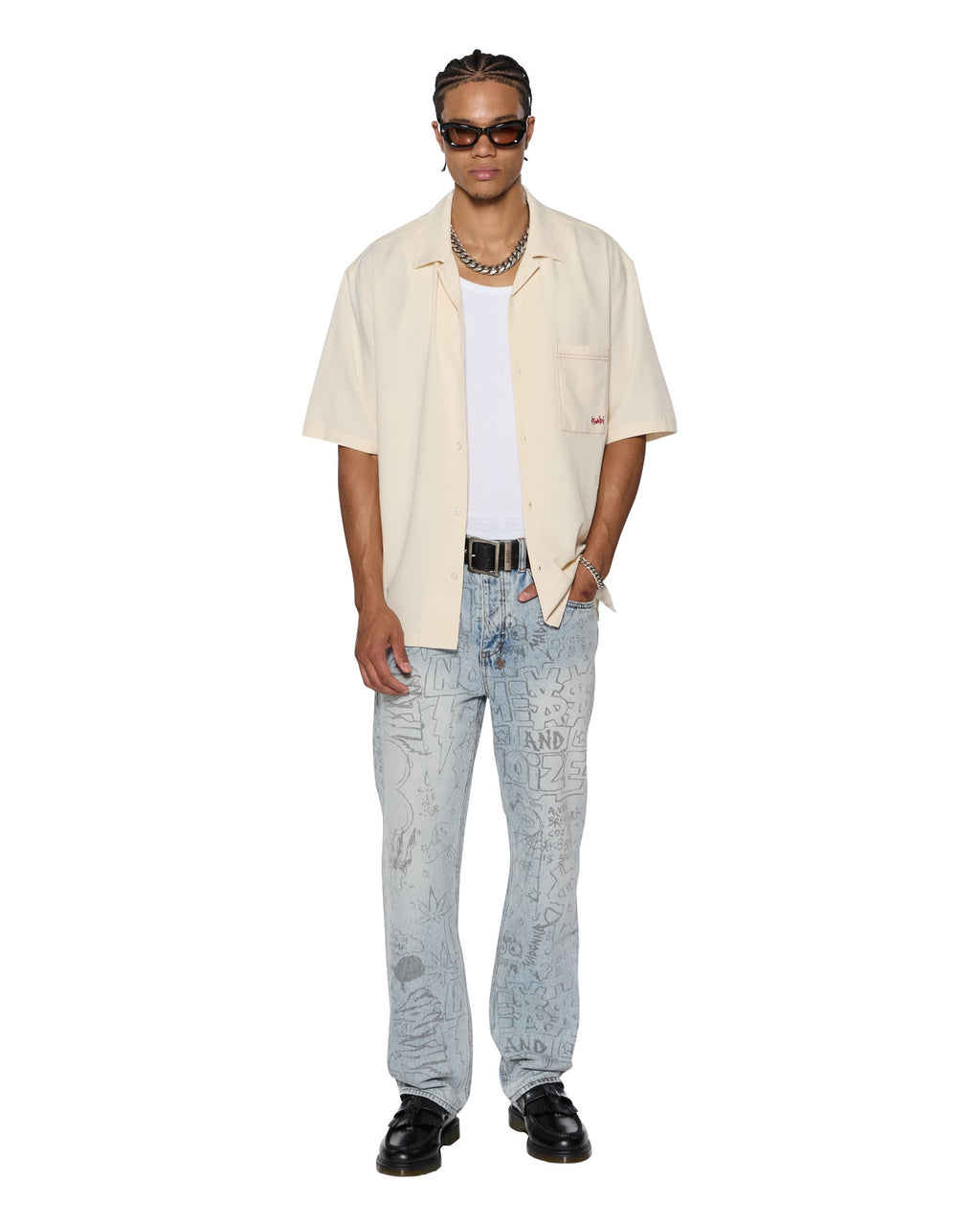 Mens Anti K Bunker Blue Noize Relaxed Denim Jeans - Denim