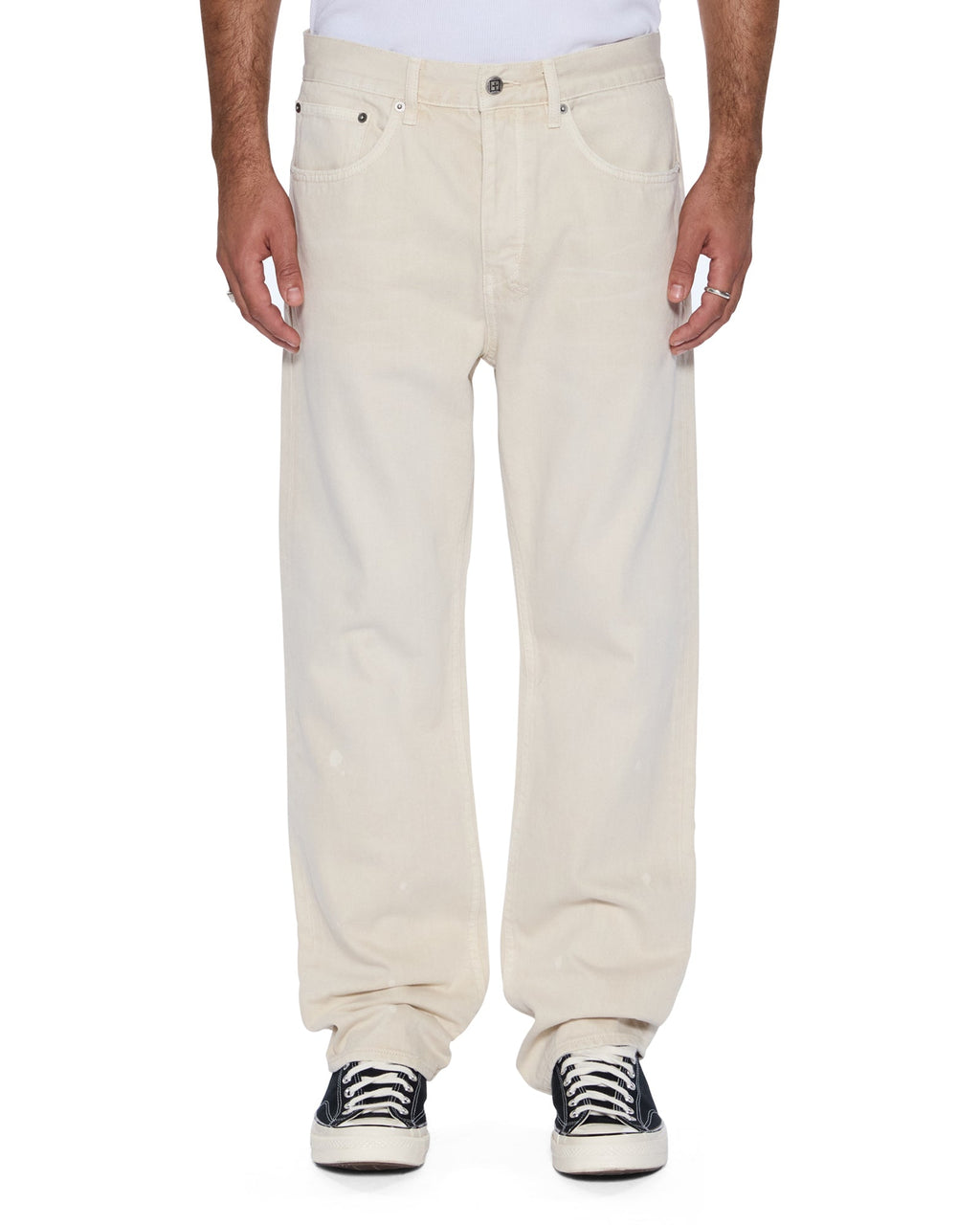 Mens Anti K Ivory Relaxed Denim Jeans - Beige