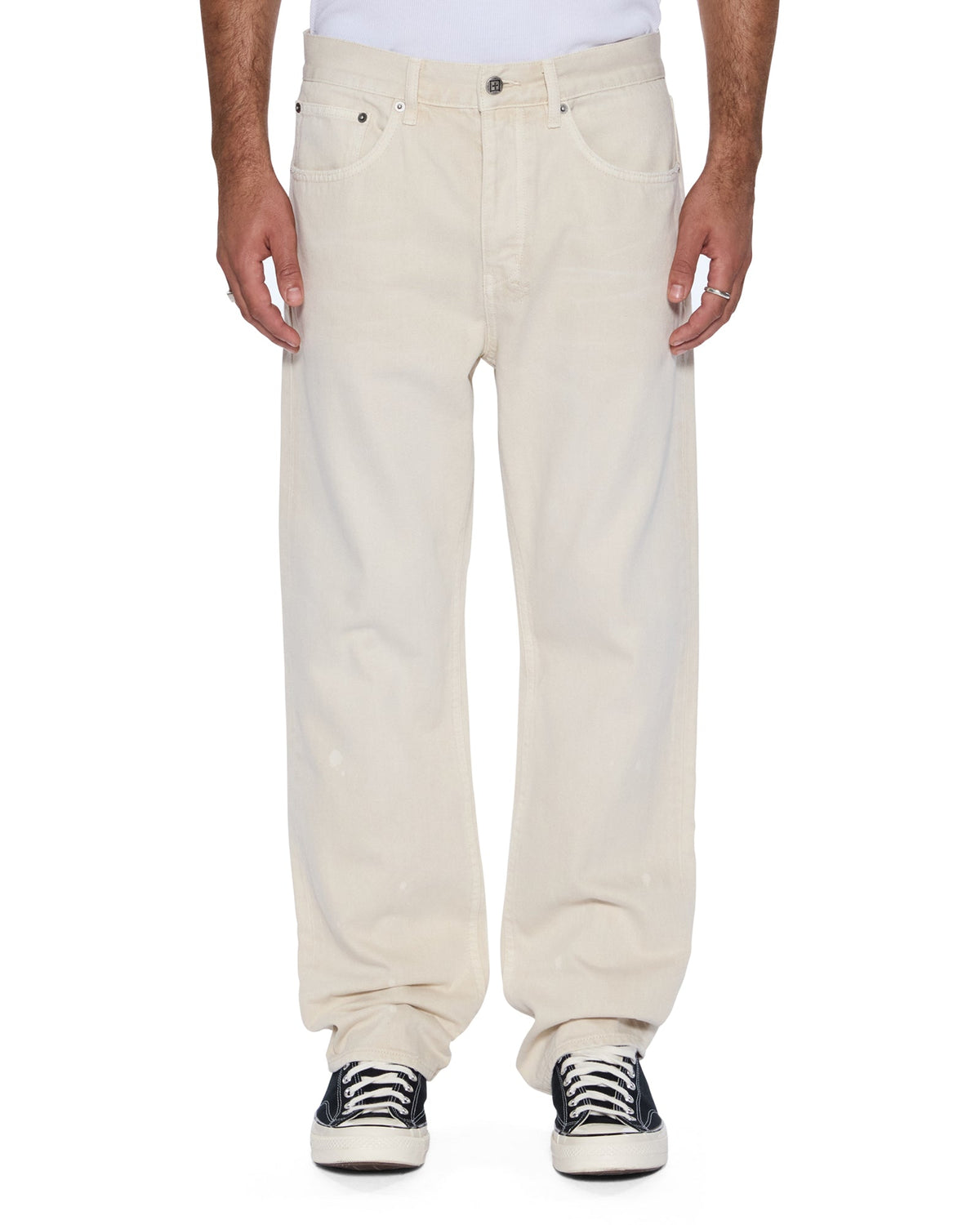 Mens Anti K Ivory Relaxed Denim Jeans - Beige