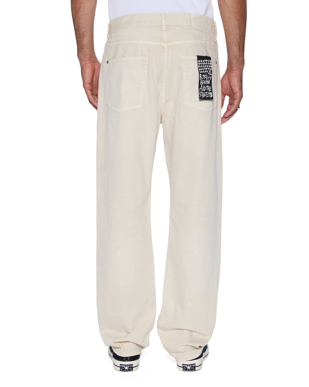 Mens Anti K Ivory Relaxed Denim Jeans - Beige