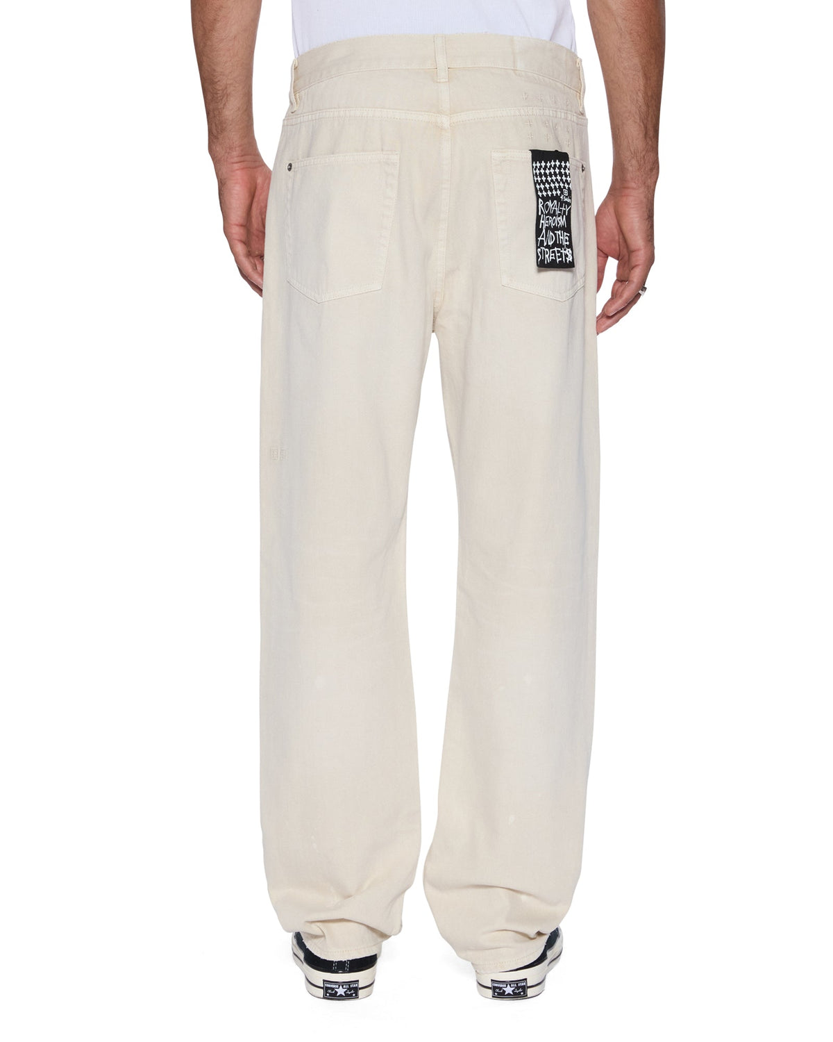 Mens Anti K Ivory Relaxed Denim Jeans - Beige