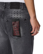Mens Anti K Selvedge Chicago Black Relaxed Denim Jeans - Black