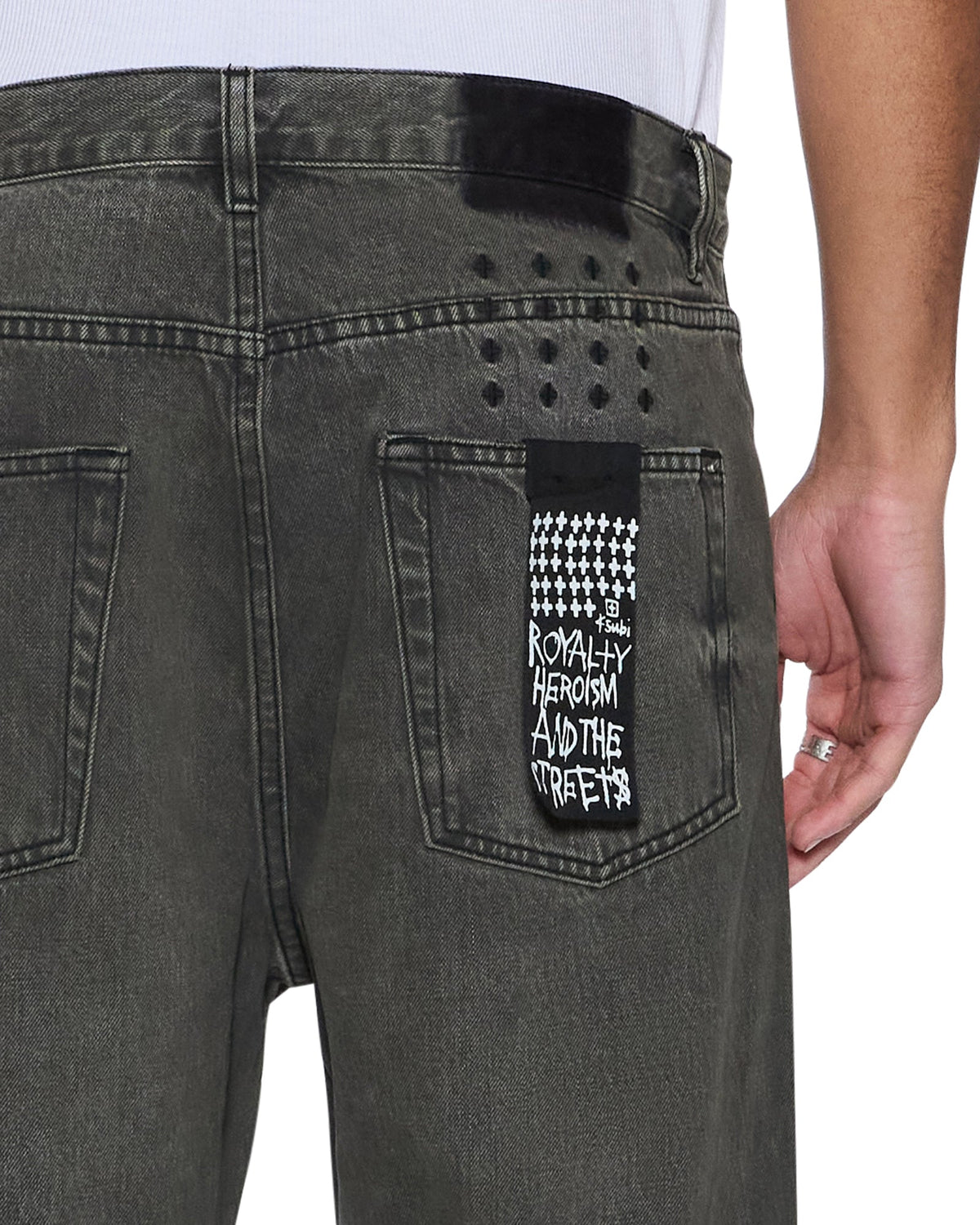 Mens Anti K Mekanik Grey Relaxed Denim Jeans - Grey