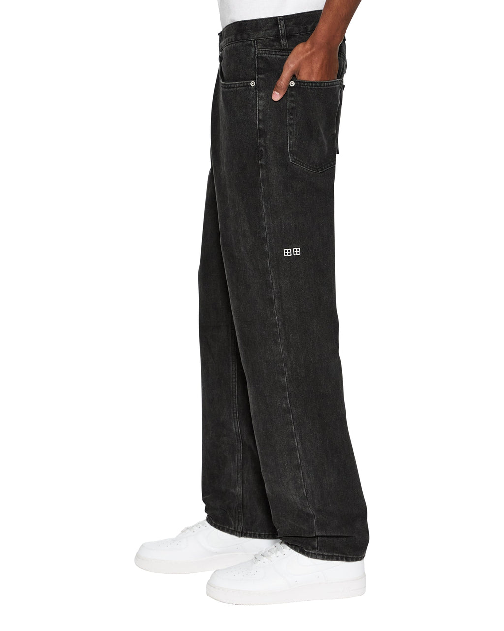 Mens Anti K Noir Relaxed Denim Jeans - Black