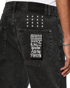 Mens Anti K Noir Relaxed Denim Jeans - Black