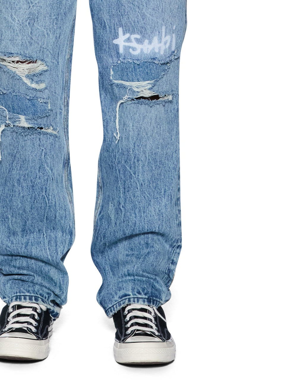 Mens Anti K Public Blue Trashed 1999 Relaxed Denim Jeans - Denim