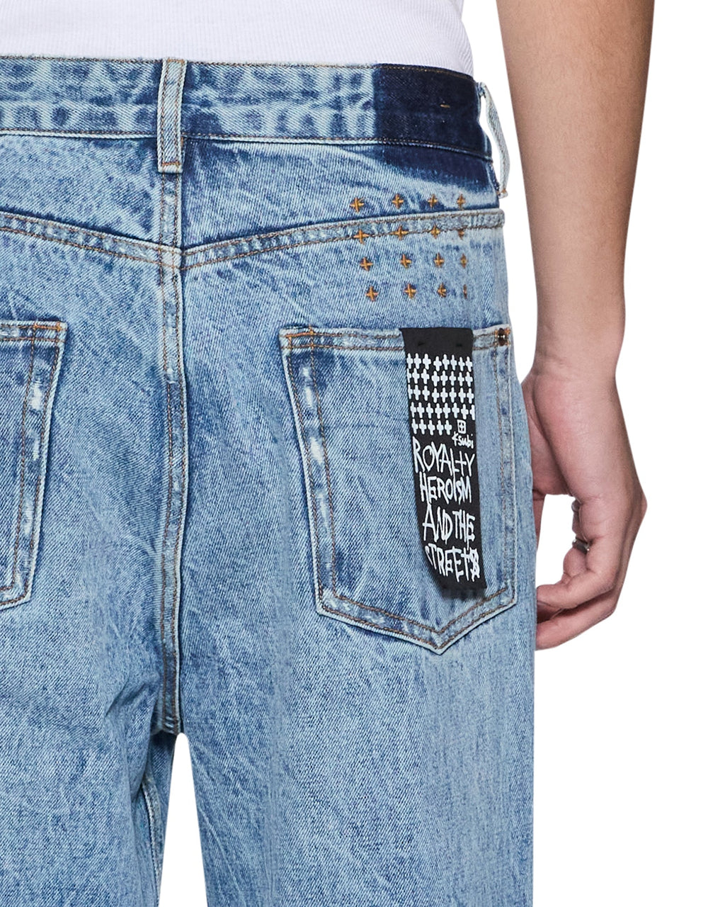 Mens Anti K Public Blue Trashed 1999 Relaxed Denim Jeans - Denim