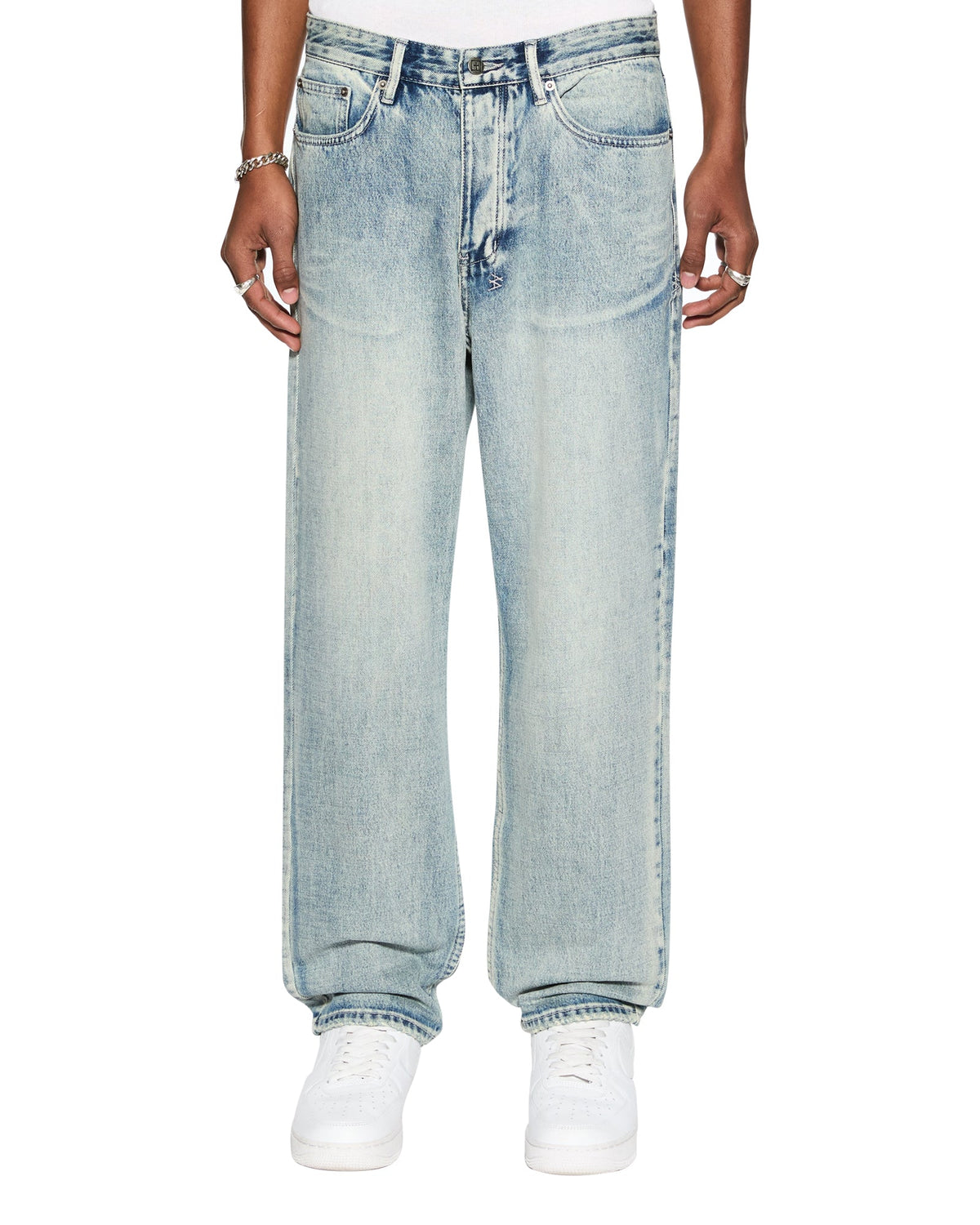 Mens Anti K Punk Blue Relaxed Denim Jeans - Denim