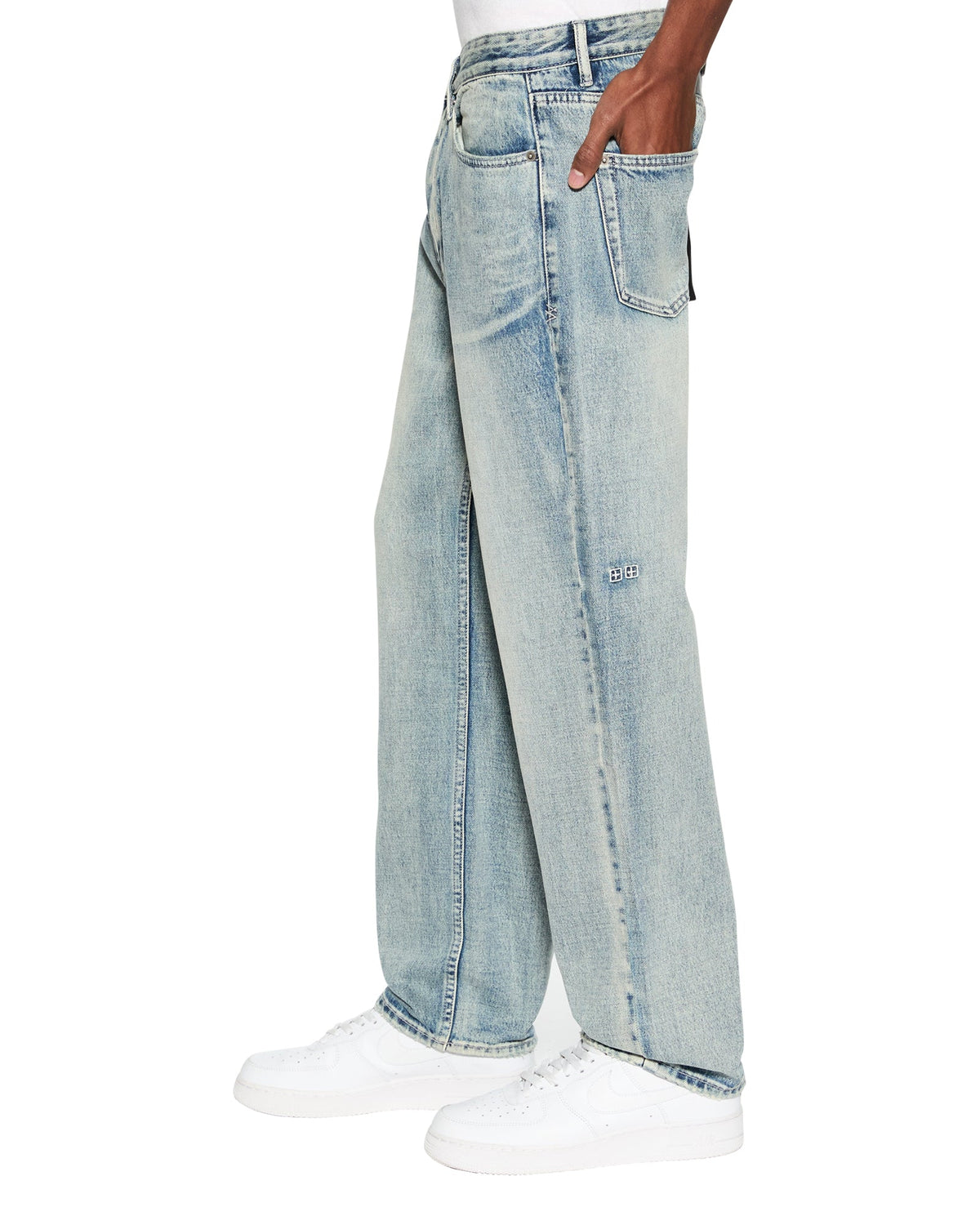 Mens Anti K Punk Blue Relaxed Denim Jeans - Denim