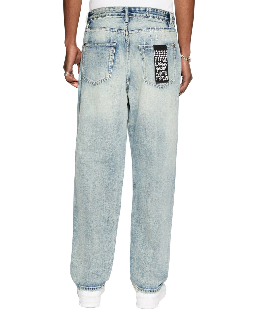 Mens Anti K Punk Blue Relaxed Denim Jeans - Denim