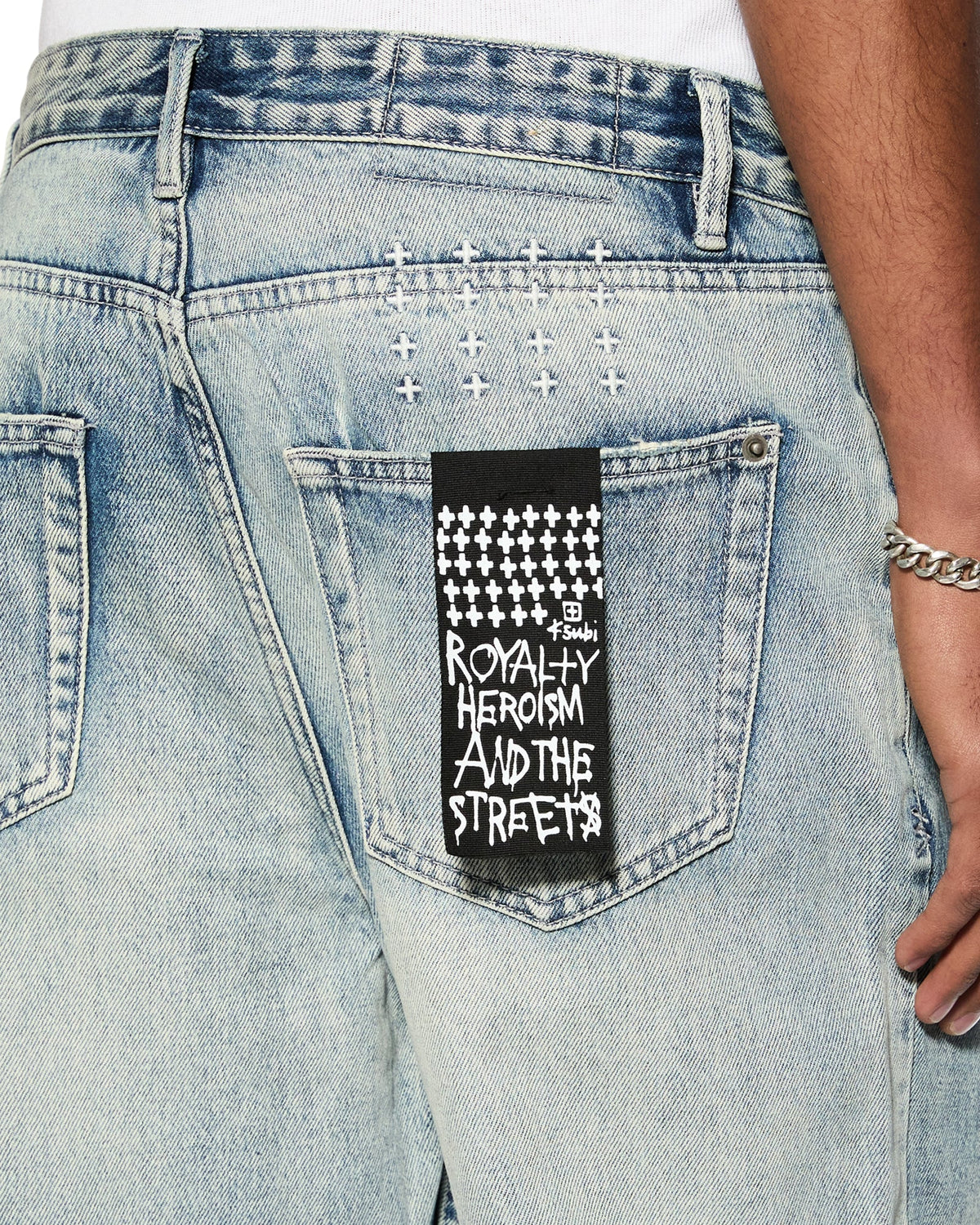 Mens Anti K Punk Blue Relaxed Denim Jeans - Denim