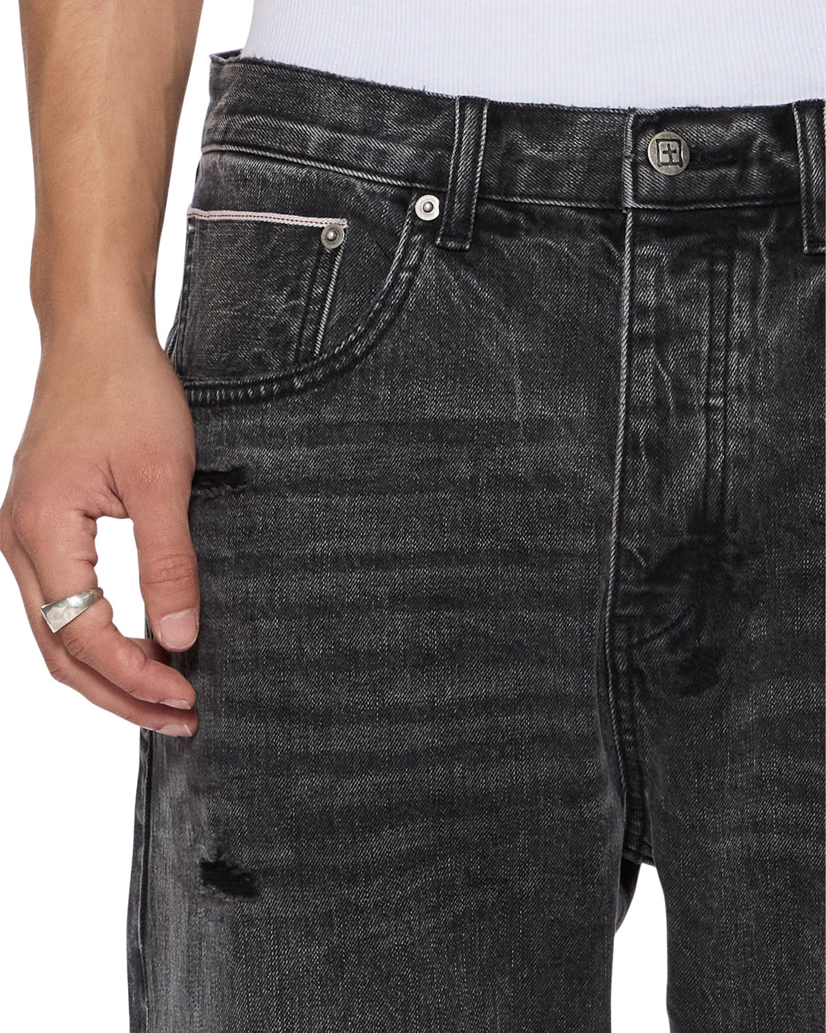 Mens Anti K Selvedge Replika Black Relaxed Denim Jeans - Black